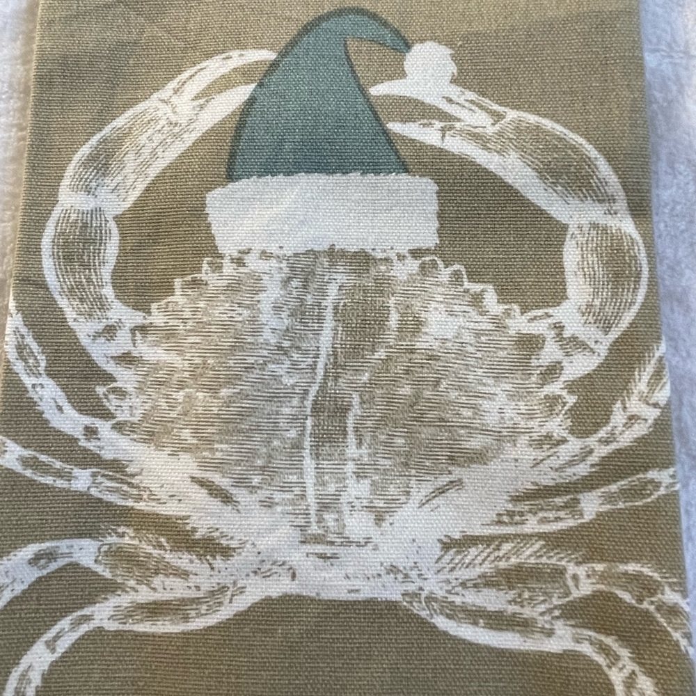 NWT Cotton Linen Sea Life Kitchen Tea Towel Crab  Nautical Design Coastal